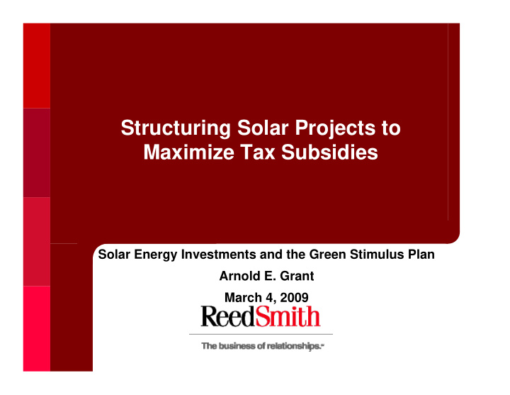 structuring solar projects to maximize tax subsidies