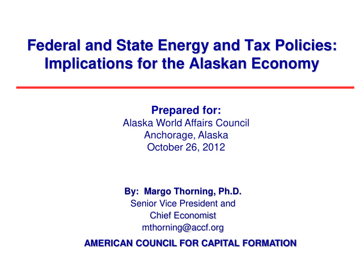federal and state energy and tax policies implications