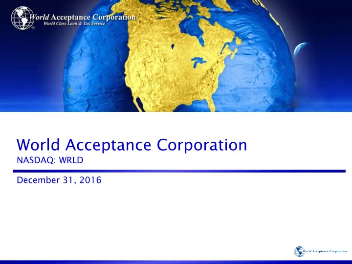 world acceptance corporation
