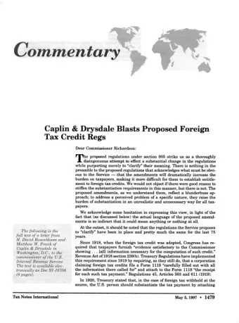 T  he proposed  regulations under section 905 strike us as a thoroughly  disingenuous  attempt to