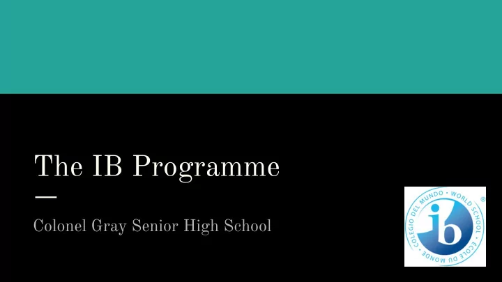 the ib programme