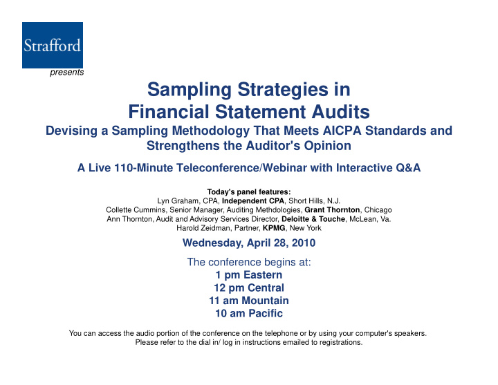 sampling strategies in financial statement audits