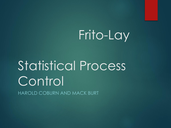 frito lay statistical process