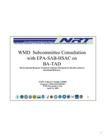 WMD Subcommittee Consultation with EPA-SAB-HSAC on BA-TAD (Environmental Response Technical