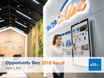 Opportunity Day 2018 Result  March 1, 2019  1  Disclaimer This Presentation (The