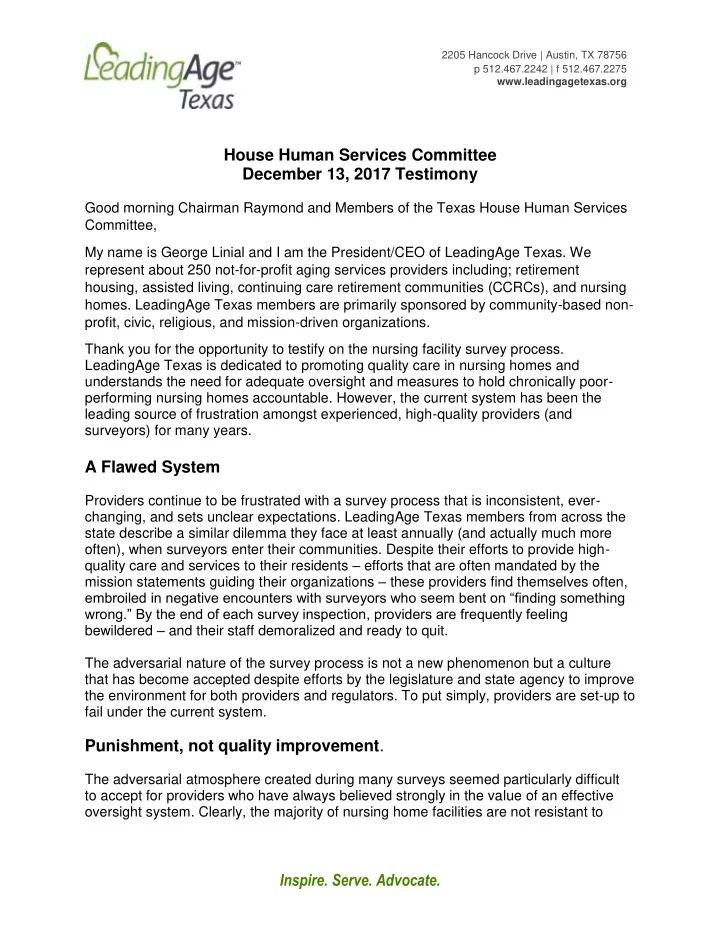 house human services committee december 13 2017 testimony