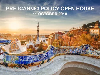 PRE-ICANN63 POLICY OPEN HOUSE  11 OCTOBER 2018  This is a text box caption to describe  David Olive