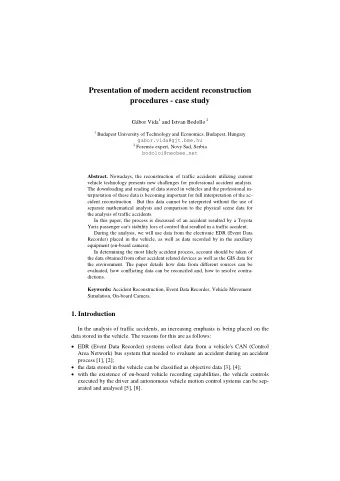 Presentation of modern accident reconstruction  procedures - case study Gbor Vida 1 and Istvan