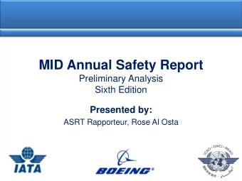 MID Annual Safety Report Preliminary Analysis  Sixth Edition  Presented by:  ASRT Rapporteur, Rose