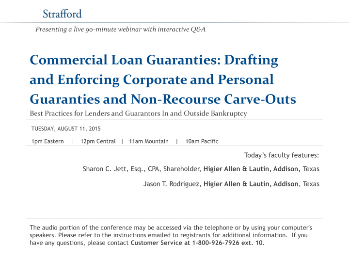 commercial loan guaranties drafting and enforcing