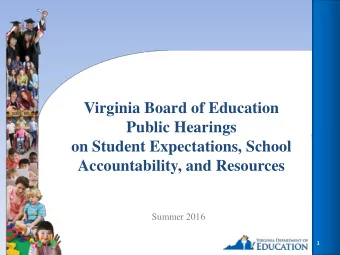 Accountability, and Resources  Summer 2016  1  Major Areas of Work  for the Board  1. Identifying