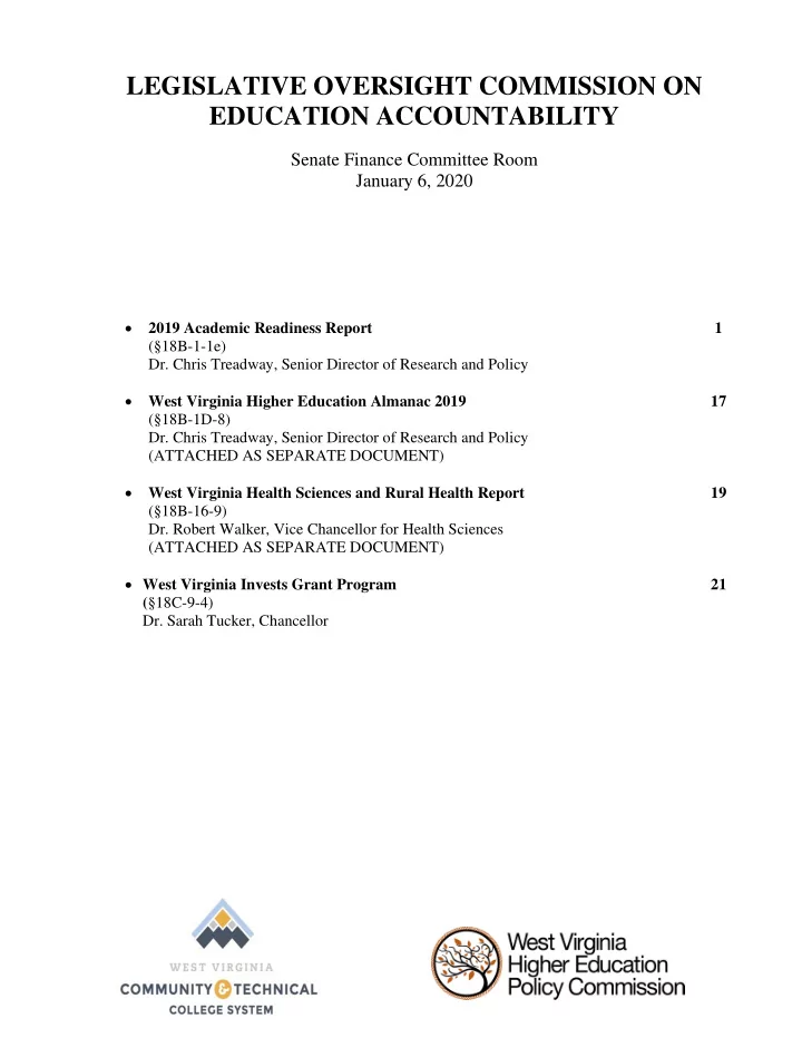 legislative oversight commission on