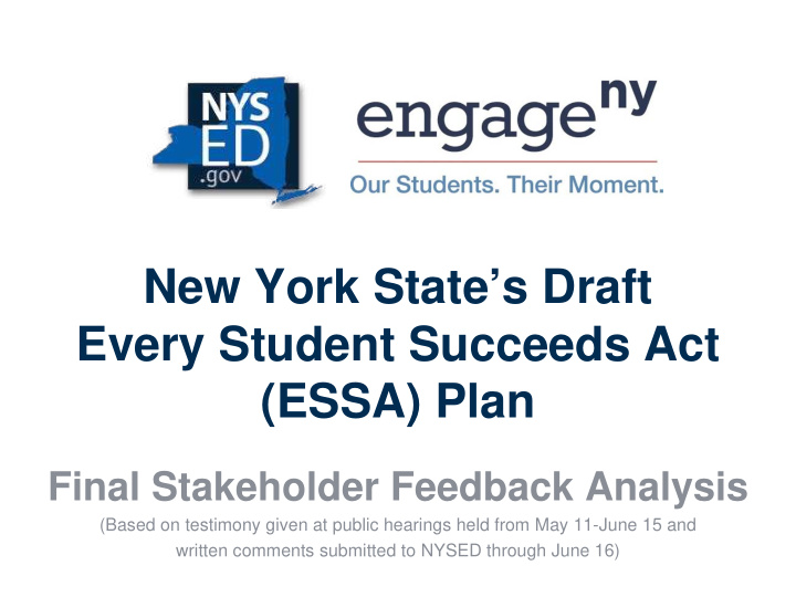 new york state s draft every student succeeds act essa