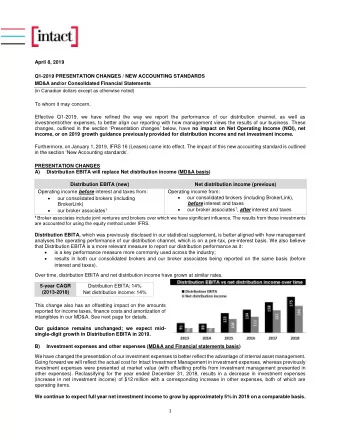 (in Canadian dollars except as otherwise noted)  To whom it may concern,  Effective Q1-2019, we