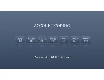 ACCOUNT CODING  Unit  Course  Project  Fund  Program  Function  Object  XXX  XXX  XXXX  XXX  XXX