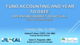 Tuesday, May 12, 2020  Helena P. Alves, CGFO, CIA, MBA  Financial Services Director  Gwen E.