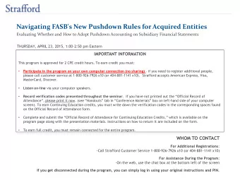 Navigating FASB's New Pushdown Rules for Acquired Entities  Evaluating Whether and How to Adopt