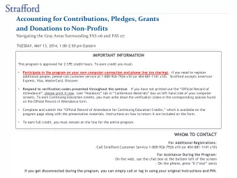 Accounting for Contributions, Pledges, Grants  and Donations to Non-Profits  Navigating the Gray