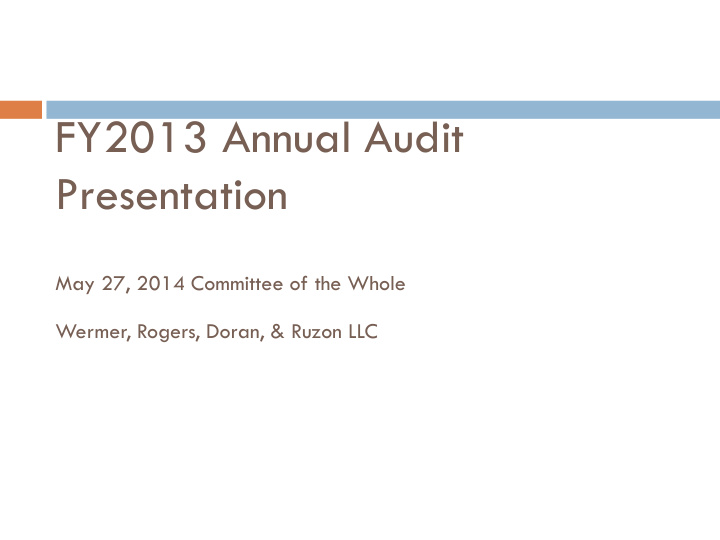 fy2013 annual audit presentation
