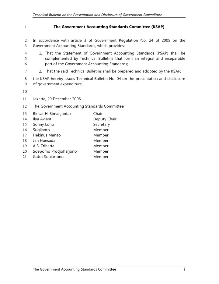 the government accounting standards committee ksap 1 in