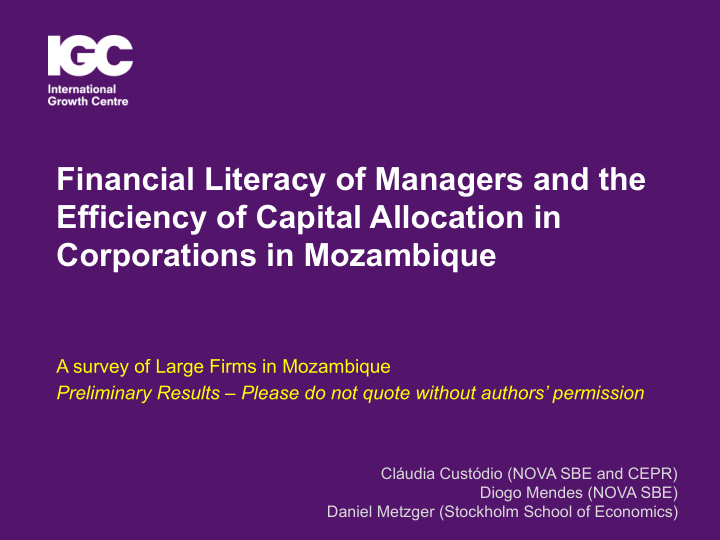 financial literacy of managers and the efficiency of
