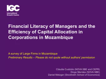Financial Literacy of Managers and the  Efficiency of Capital Allocation in  Corporations in