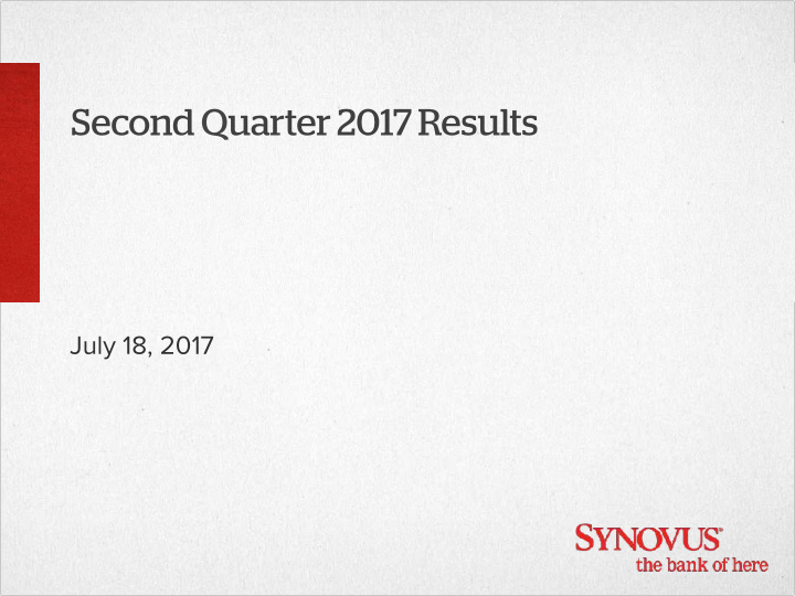 second quarter 2017 results
