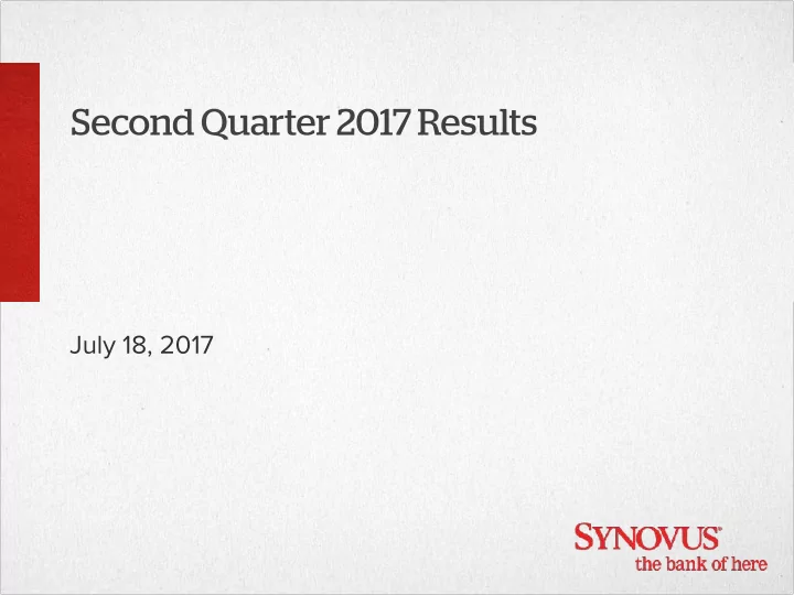 second quarter 2017 results