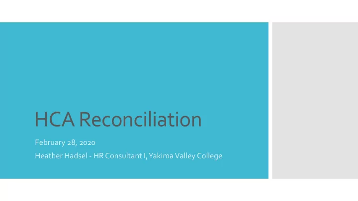 hca reconciliation
