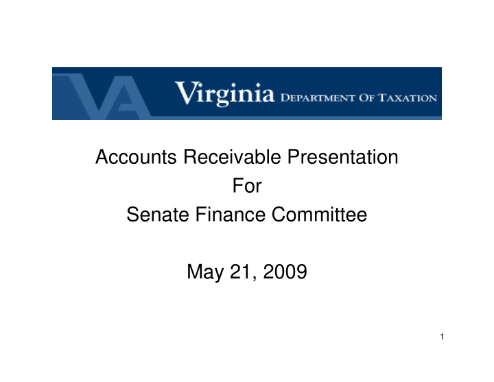 accounts receivable presentation for senate finance