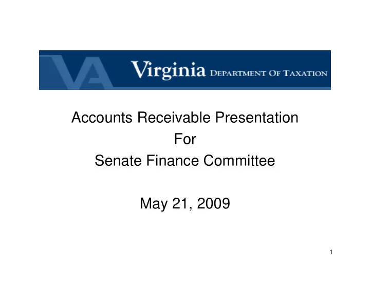 accounts receivable presentation for senate finance
