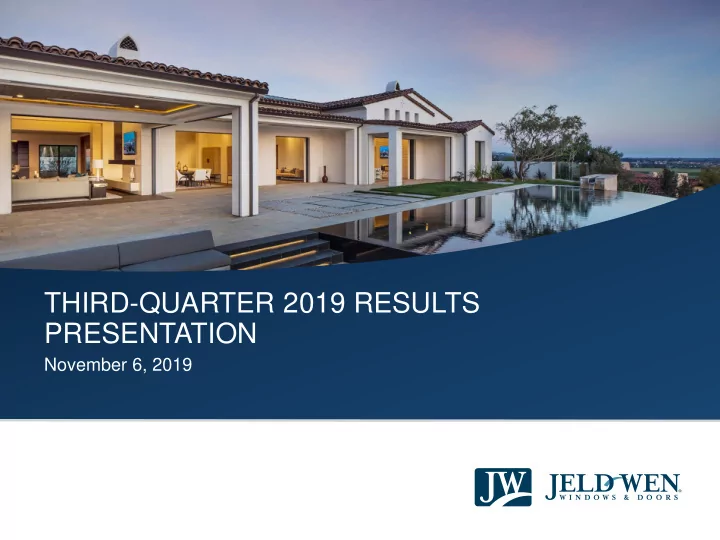 third quarter 2019 results presentation
