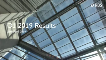 Q1 2019 Results  26th April 2019  Q1 2019 update on progress  Net loan growth  th  0.8% annualised