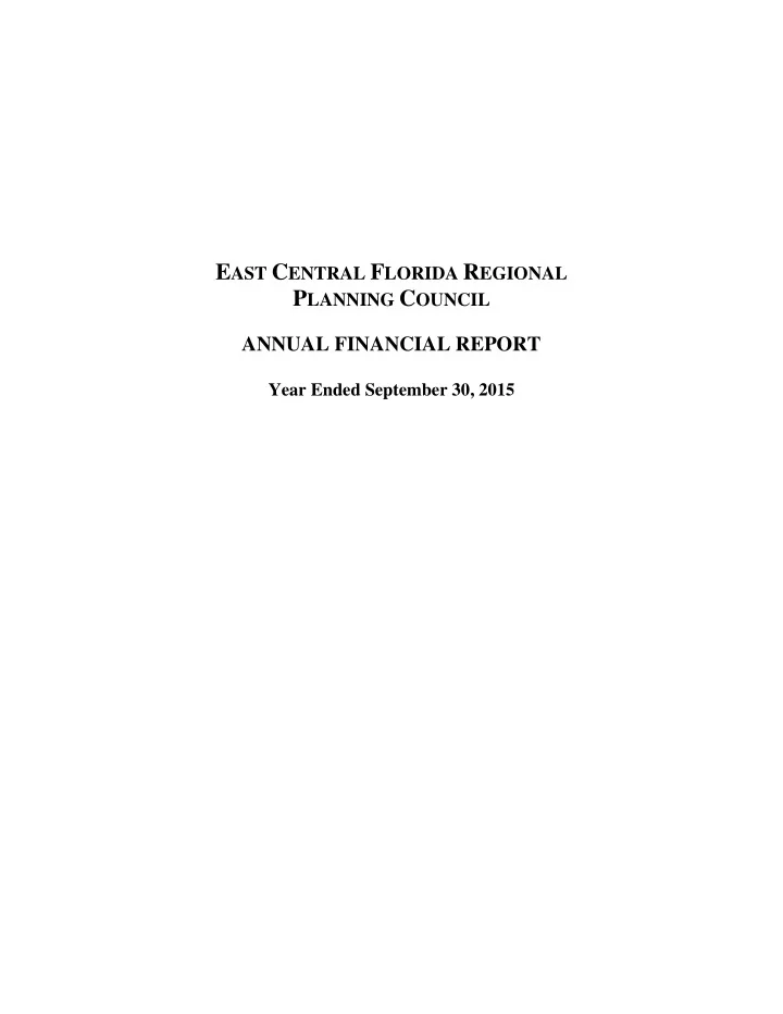 e ast c entral f lorida r egional p lanning c ouncil