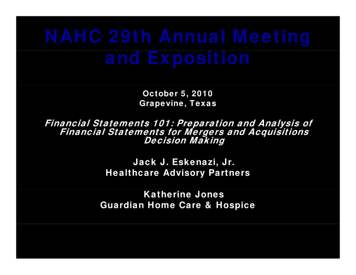 nahc 29th annual meeting and exposition