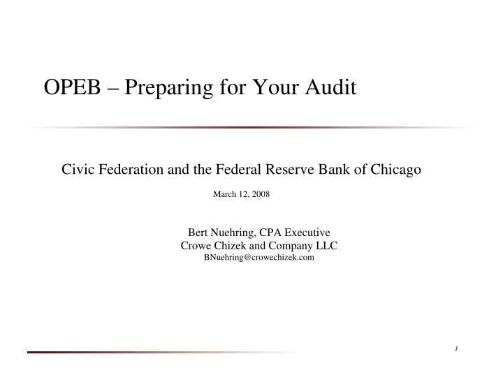 opeb preparing for your audit