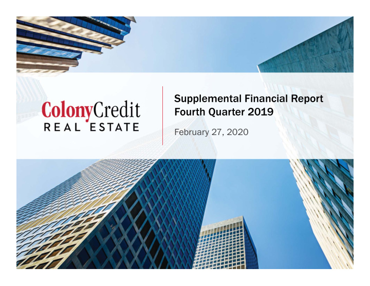 supplemental financial report fourth quarter 2019