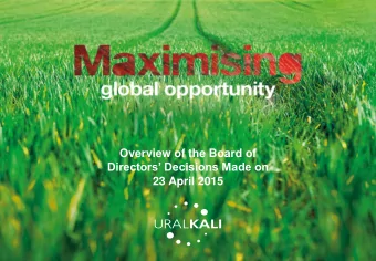 Directors Decisions Made on  23 April 2015  Disclaimer This presentation has been prepared by