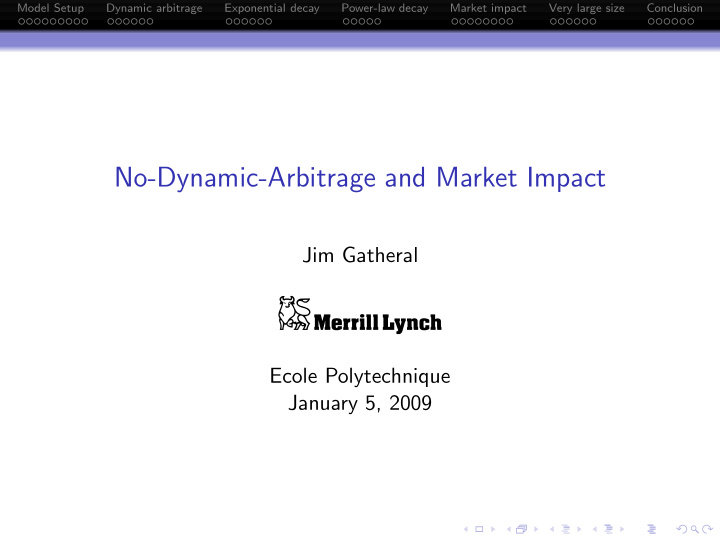 no dynamic arbitrage and market impact