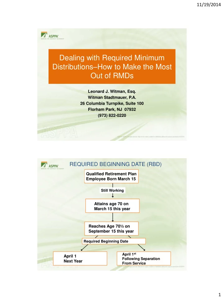 dealing with required minimum distributions how to make
