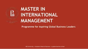 INTERNATIONAL  MANAGEMENT  Programme for Aspiring Global Business Leaders  HSE University |