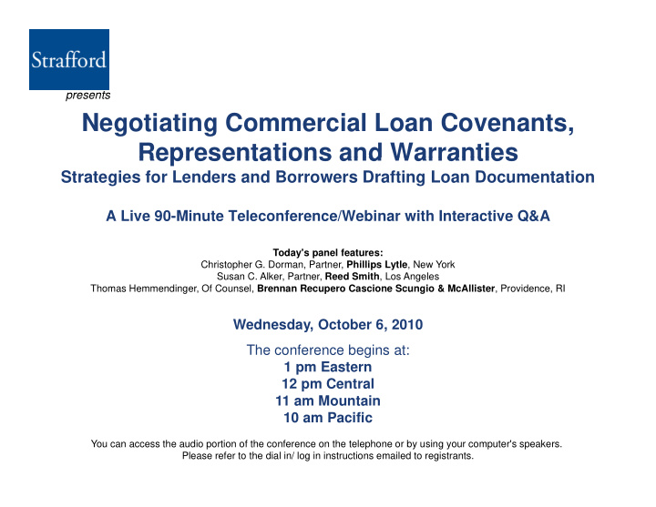 negotiating commercial loan covenants representations and