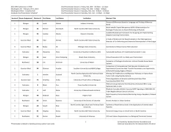 Session # Room Assignment Abstract # First Name Last Name  Institution Abstract Title Password