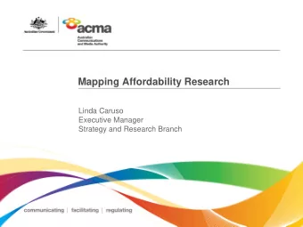Mapping Affordability Research  Linda Caruso  Executive Manager  Strategy and Research Branch