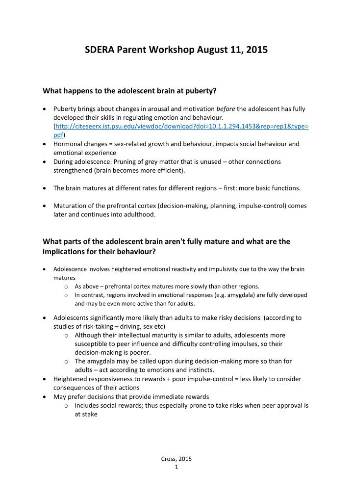 sdera parent workshop august 11 2015 what happens to the