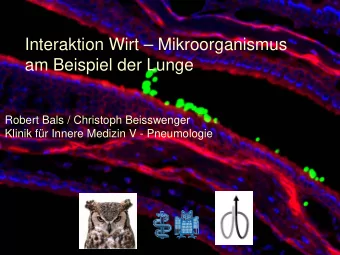 Interaktion Wirt  Mikroorganismus  am Beispiel der Lunge  Robert Bals / Christoph Beisswenger