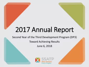 2017 Annual Report  Second Year of the Third Development Program (DP3)  Toward Achieving Results