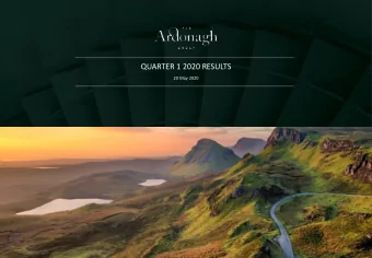 QUARTER 1 2020 RESULTS  20 May 2020  Disclaimer This presentation (the Presentation) has been