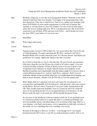 Invesco, Ltd.  Citigroup 2016 Asset Management and Broker Dealer Investor Conference  March 3, 2016