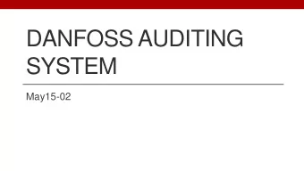 DANFOSS AUDITING  SYSTEM  May15-02  Responsibilities  Jamie Countryman (SE) - Team Lead  Zach